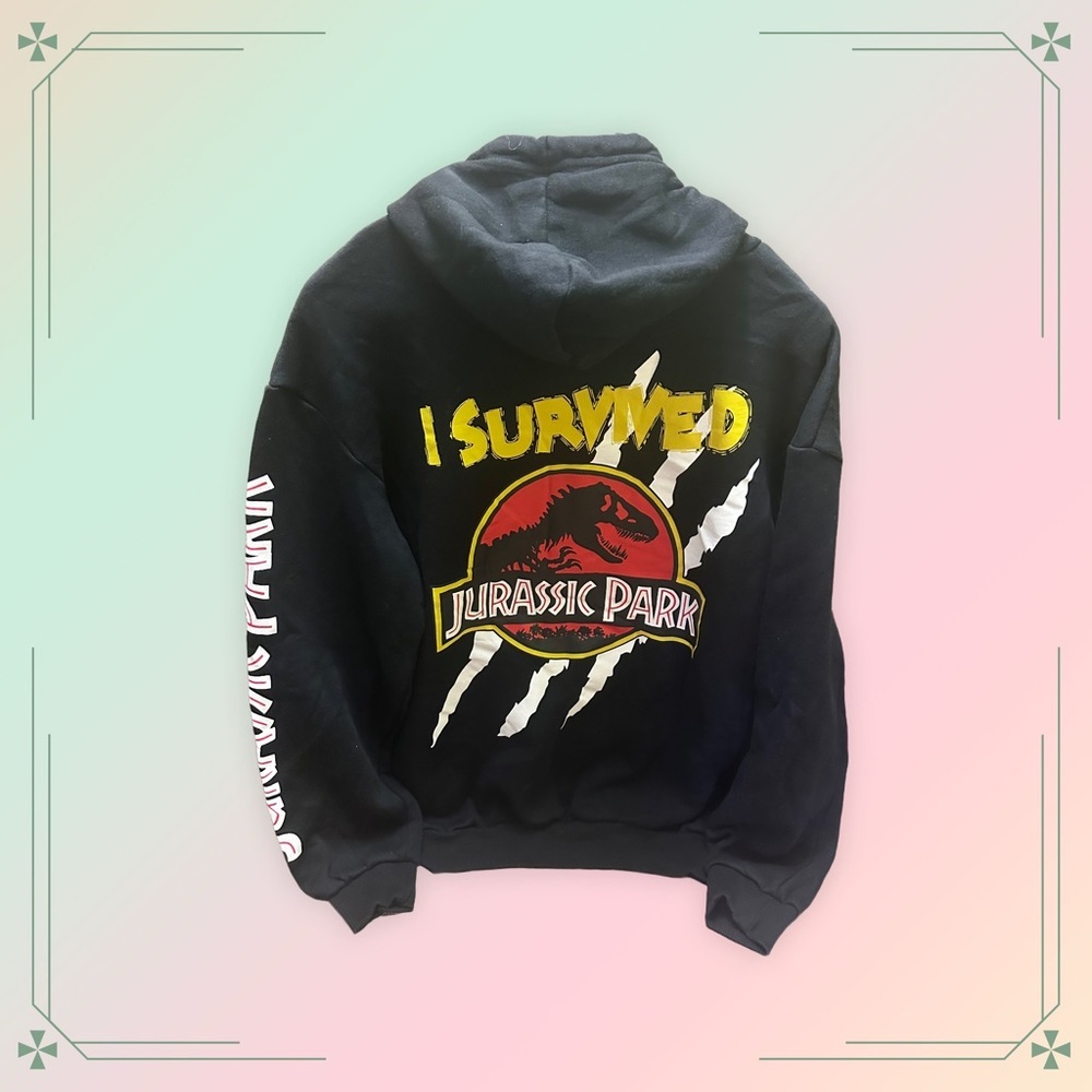 Jurassic Park Black Pullover  Hoodie size L
